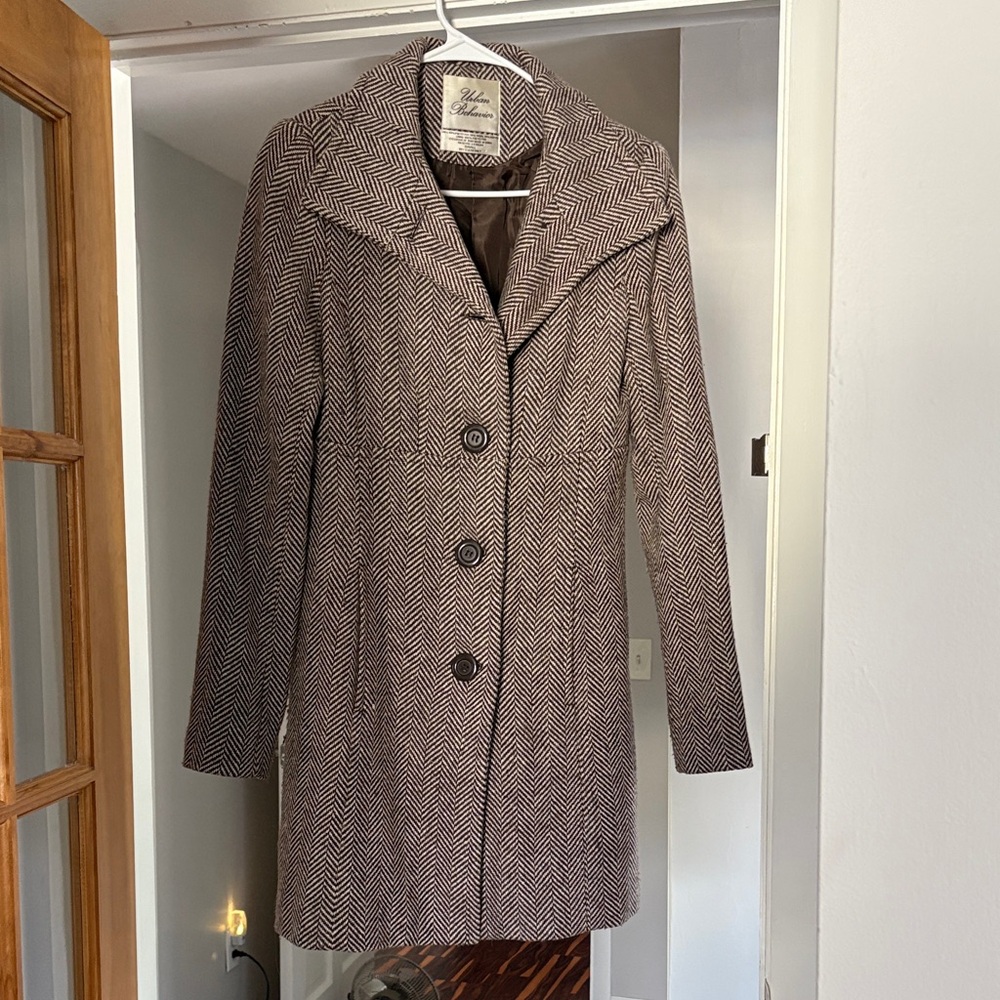 Urban Behavior Brown Herringbone Trench Coat